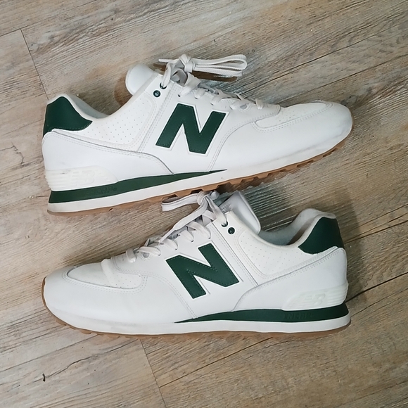 New Balance Other - New Balance 574 Men's White Leather Green Wheat Size 13